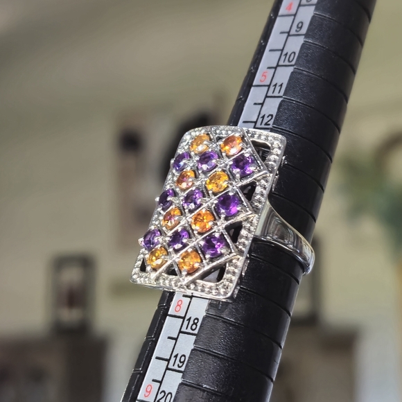 NICKY BUTLER 925 Sterling Silver Amethyst & Honey Topaz Designer Ring Size 7 NWT - Picture 8 of 16